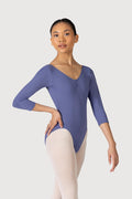 L3839LI - Bloch Microlux™ Nona Gathered Front & Back Womens ¾ Sleeve Leotard