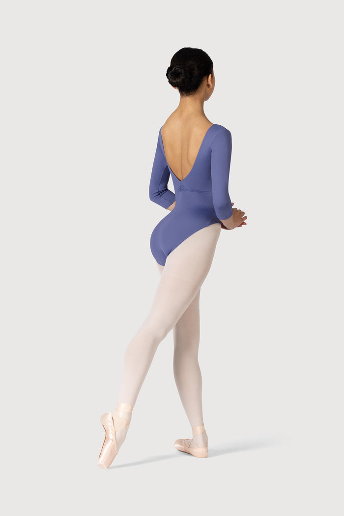 L3839LI - Bloch Microlux™ Nona Gathered Front & Back Womens ¾ Sleeve Leotard