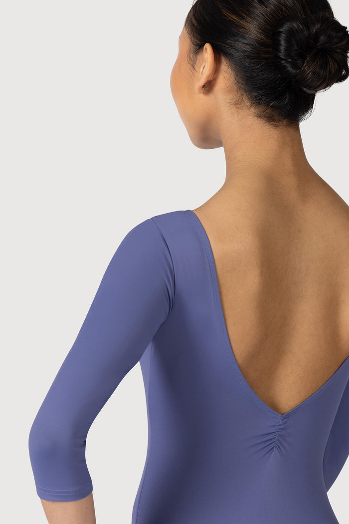 L3839LI - Bloch Microlux™ Nona Gathered Front & Back Womens ¾ Sleeve Leotard
