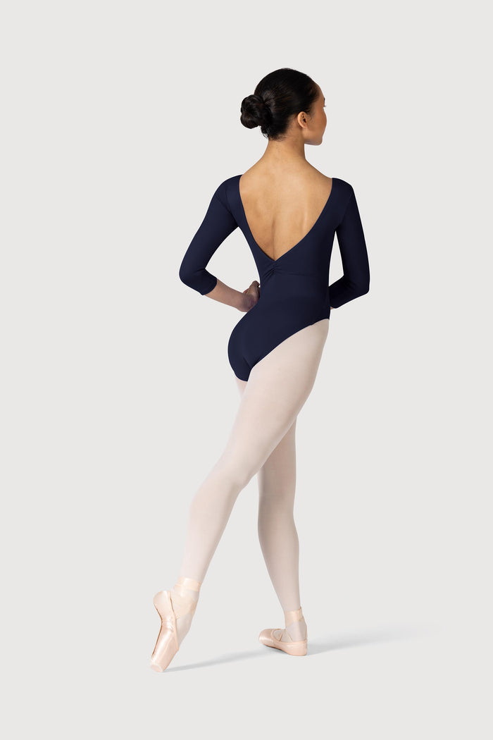 L3839LI - Bloch Microlux™ Nona Gathered Front & Back Womens ¾ Sleeve Leotard