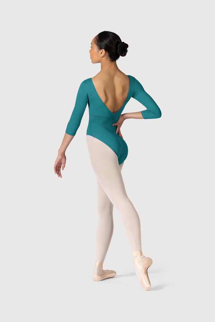 L3839LI - Bloch Microlux™ Nona Gathered Front & Back Womens ¾ Sleeve Leotard