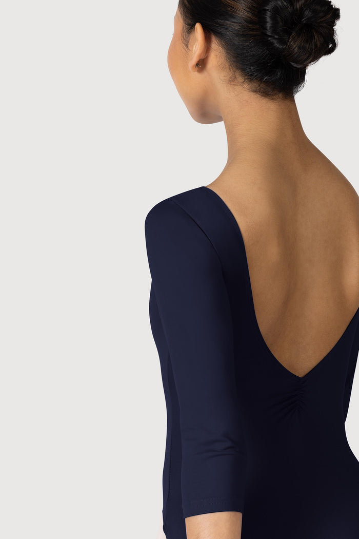 L3839LI - Bloch Microlux™ Nona Gathered Front & Back Womens ¾ Sleeve Leotard