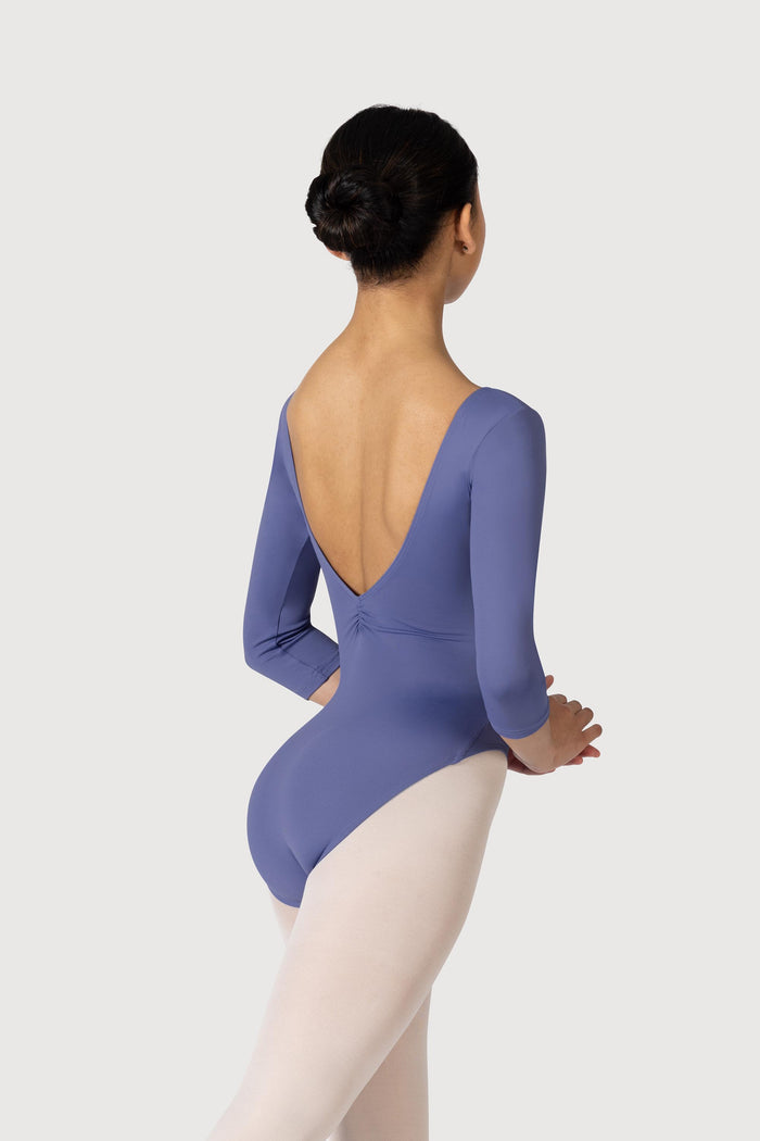 L3839LI - Bloch Microlux™ Nona Gathered Front & Back Womens ¾ Sleeve Leotard