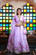 <img> Lavender Chanderi Lehenga Set With Floral Printed
