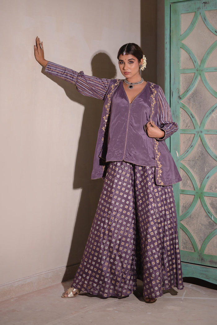 <img> Lavender Chinon Sharara Set