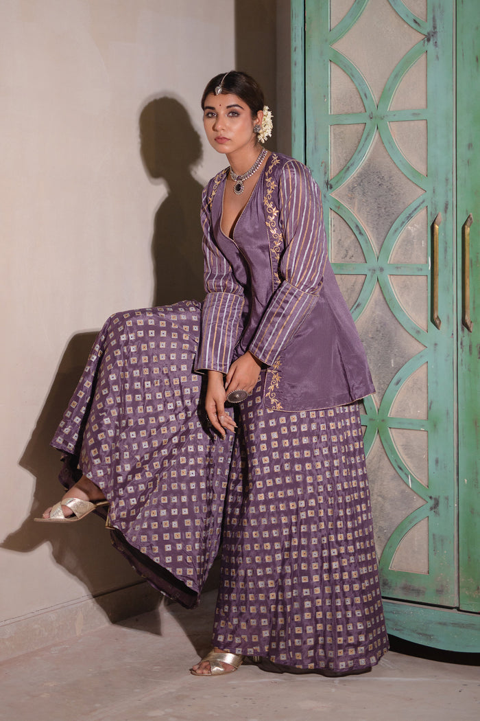 <img> Lavender Chinon Sharara Set