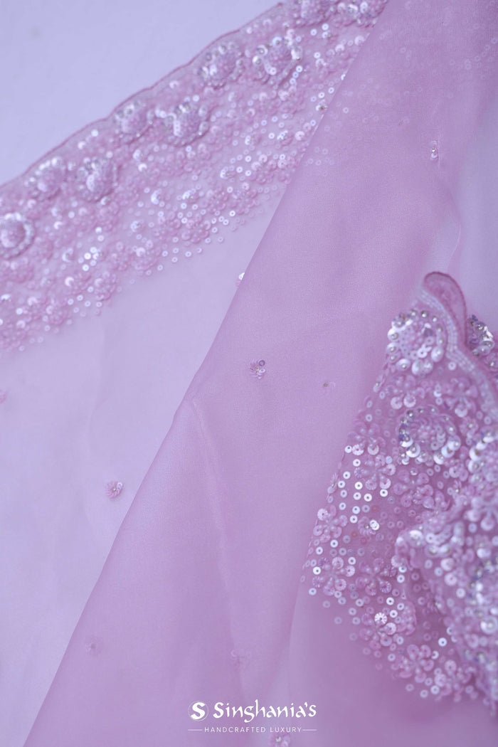 <img> Tissue Organza Saree With Scallop Border