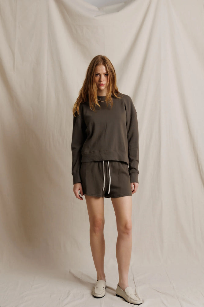 Layla French Terry Sweat Shorts - Dark Olive