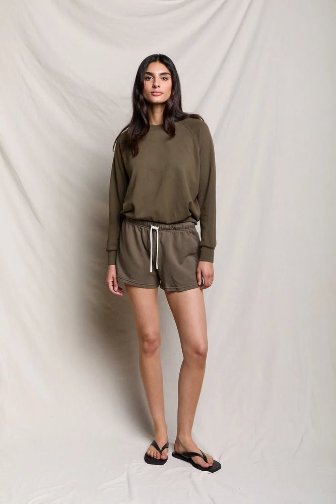 Layla French Terry Sweat Shorts - Dark Olive