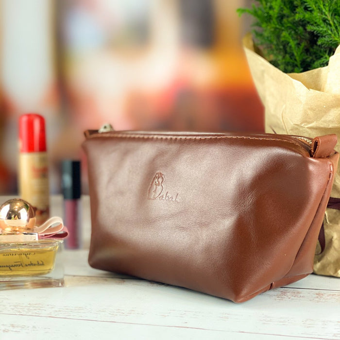 Leather cosmetic bag Brandy