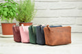 Leather cosmetic bag