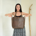 Leather Tote Bag Olive
