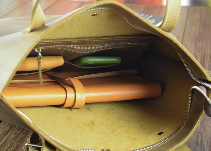Leather Tote Bag Olive