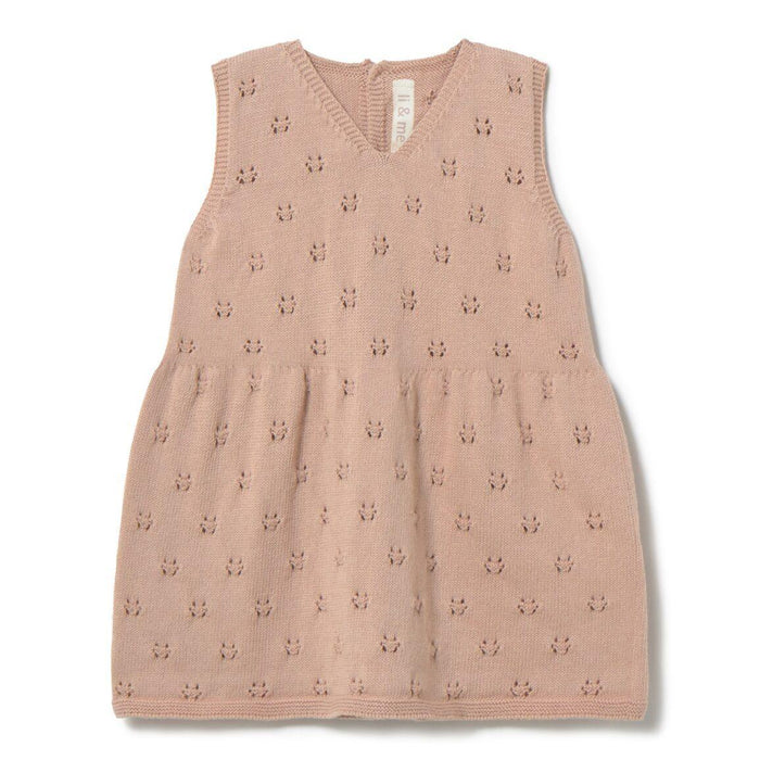 Li & Me - Knit Pointelle Dress - Blushed-Dresses-Newborn (1M)-Posh Baby
