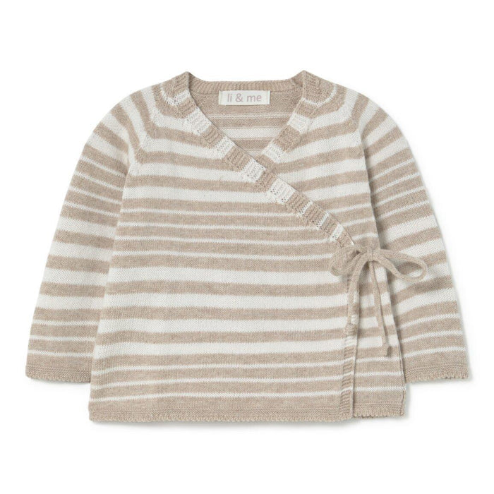 Li & Me - Knit Wrap Top & Pant Set - Toasted Stripes-Sets-Newborn (1M)-Posh Baby