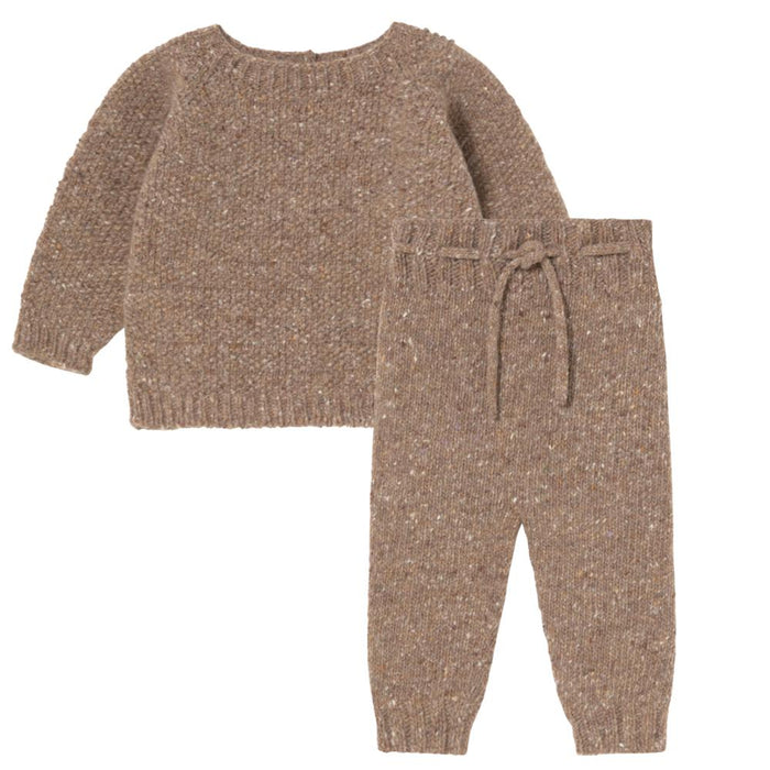 Li & Me - Organic Knit Sweater & Pant Set - Speckled Latte