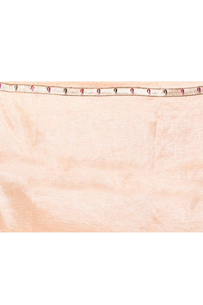 Light Cream Embroidered Tissue Silk Saree