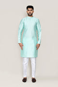 Light Cyan Jacquard Silk Kurta Set