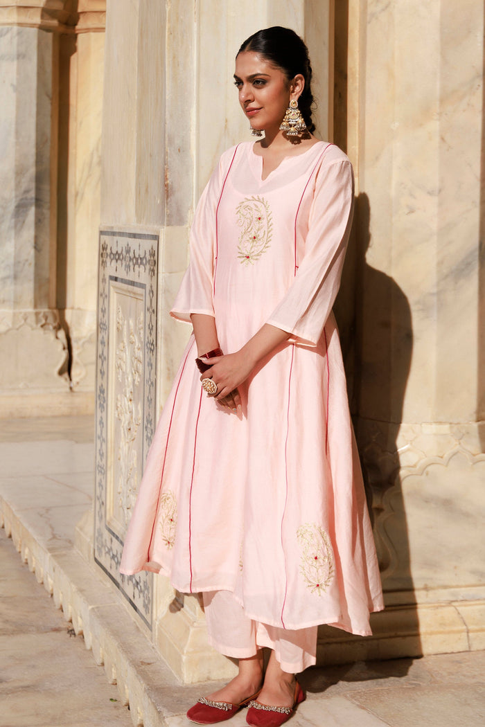Light Pink Chanderi Kurta Set