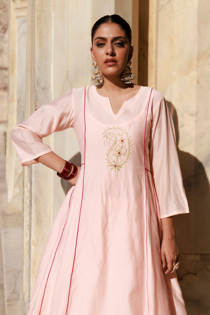 Light Pink Chanderi Kurta Set