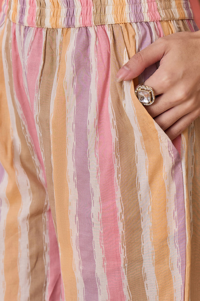 Light Pink Cotton Floral Printed Kurta Set