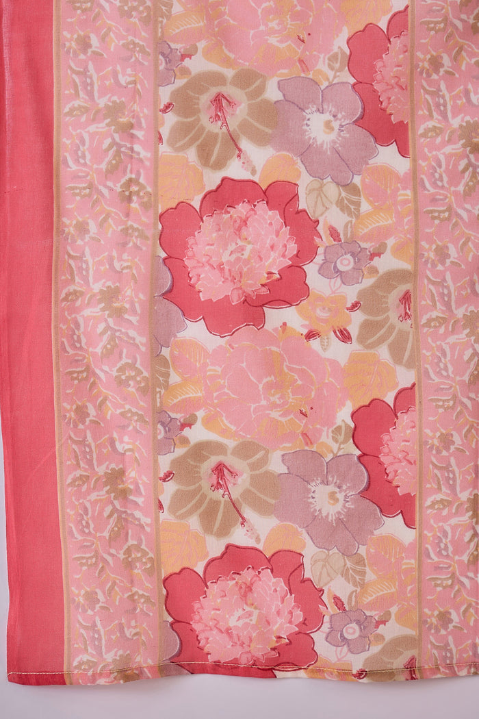 Light Pink Cotton Floral Printed Kurta Set