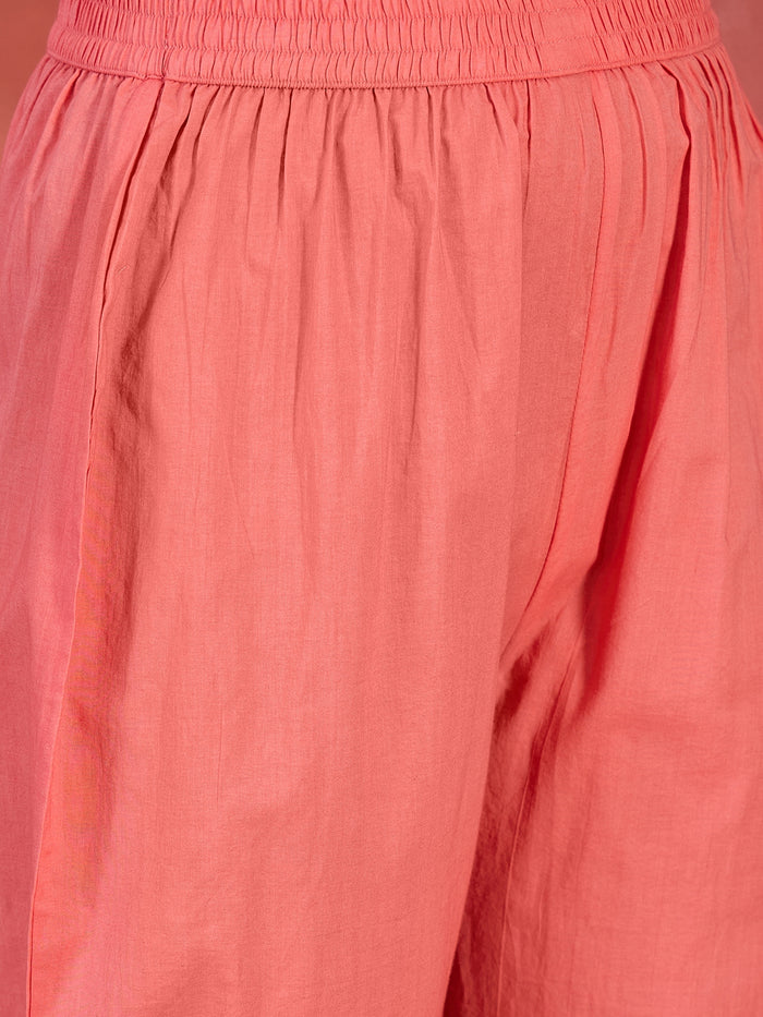 Light Pink Embroidered Cotton Kurta Set