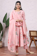 Light Pink Hand Painted Modal Silk Kurta Set