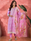 Light Purple Embroidered Cotton Kurta Set