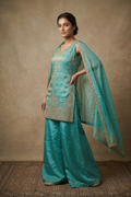 Light Sea Green Tissue Silk Kurta Set