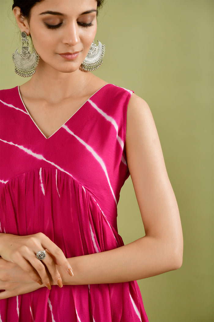 Light Wine Chiffon Leheriya Printed Palazzo Set