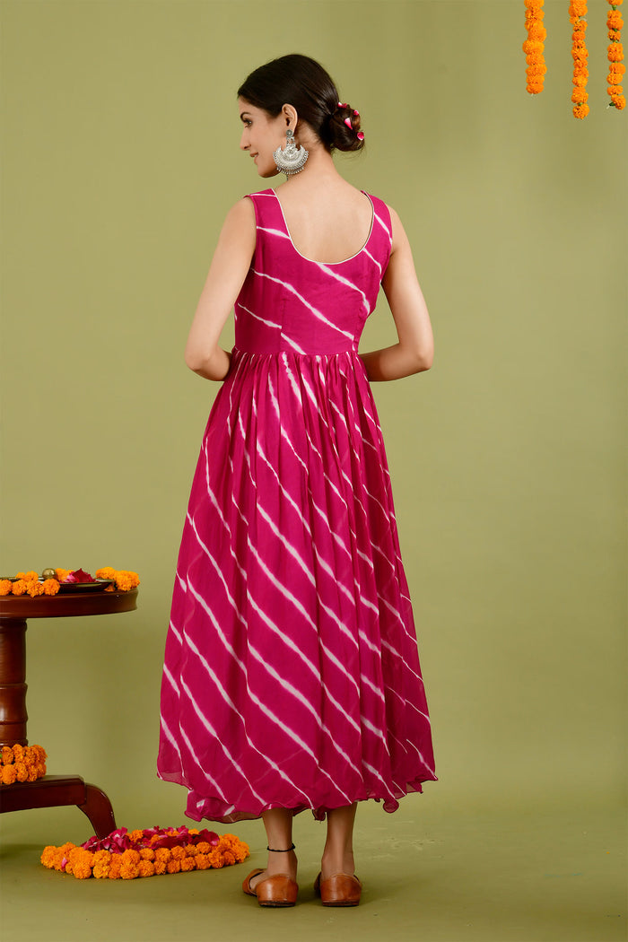 Light Wine Chiffon Leheriya Printed Palazzo Set