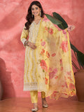 Light Yellow Embroidered Cotton Kurta Set