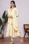 Light Yellow Hand Painted Modal Silk Kurta Set