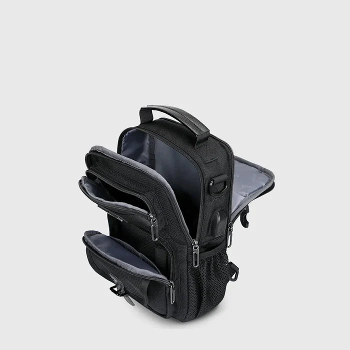 Lightweight Convertible Travel Sling Bag Backpack, front zipper pocket layout