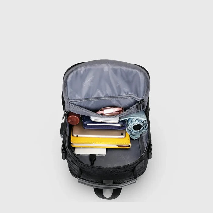 Lightweight Convertible Travel Sling Bag Backpack, main pocket opened for essentials