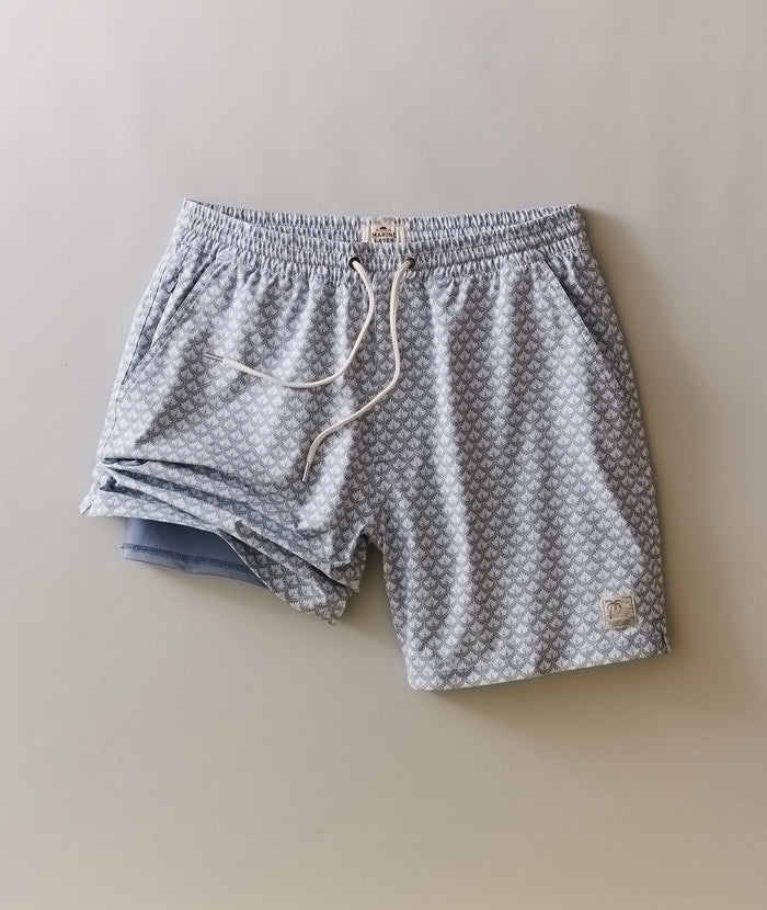 Lined Sport & Swim Short 6" - Light Blue Agave Print