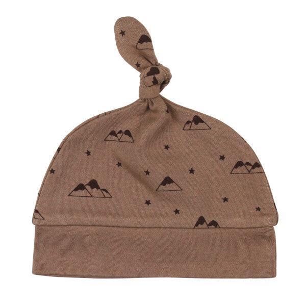 Lovedbaby - Organic Banded Top-Knot Hat - Latte Mountain-Hats-0-3M-Posh Baby