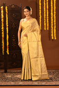 Luminous Gold With Floral Jaal And Ornate Border On Kanjivaram Tissue Silk Saree