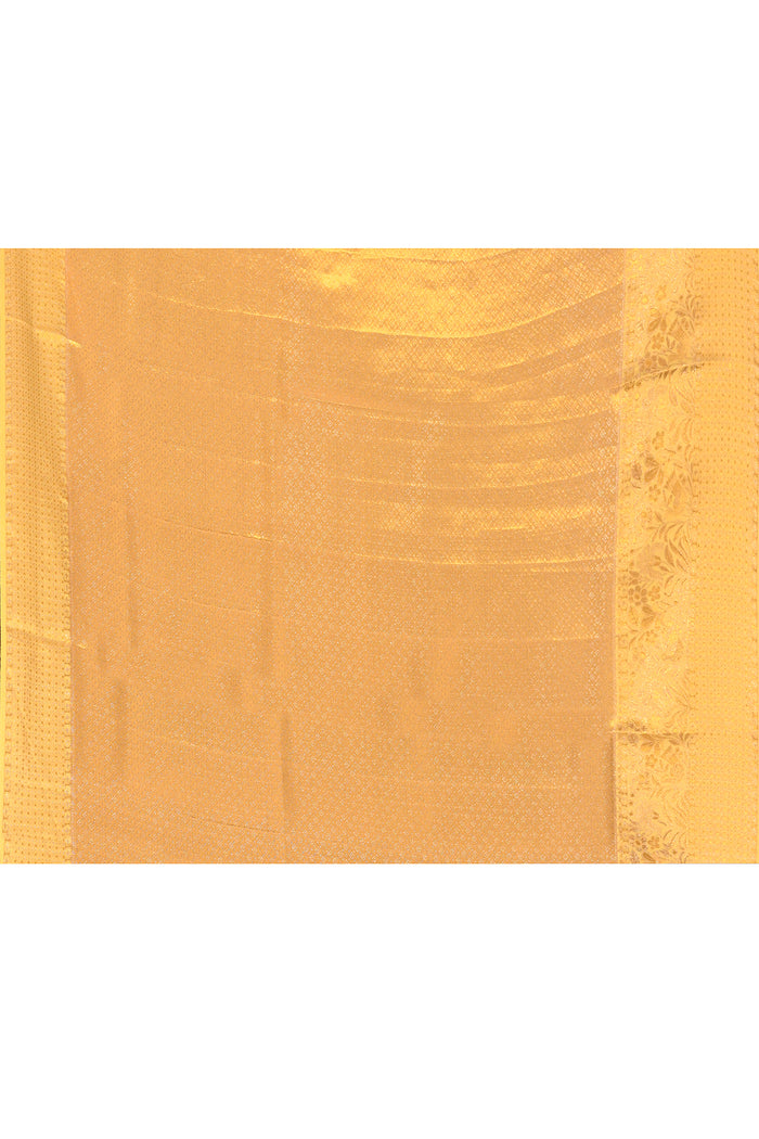 Luminous Gold With Floral Jaal And Ornate Border On Kanjivaram Tissue Silk Saree