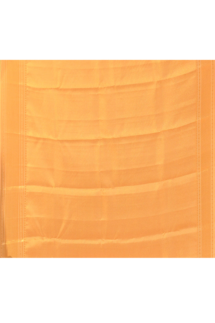 Luminous Light Gold Kanjivaram Silk Saree With All-Over Geometric Brocade