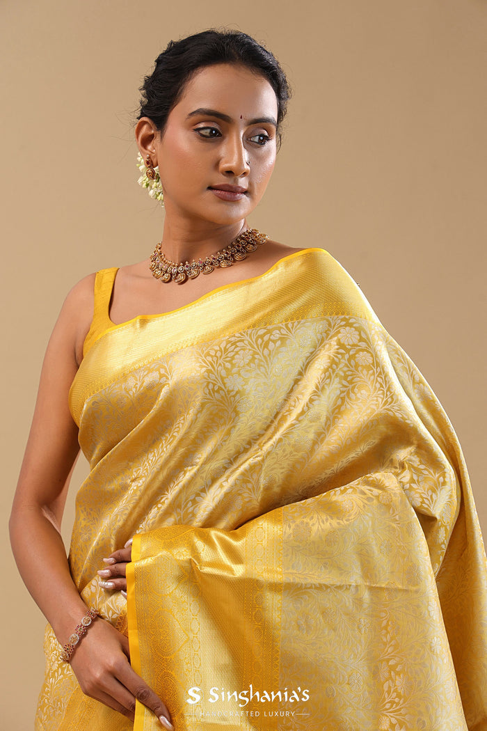 Luxor Gold Kanjivaram Tissue Saree With Jaal