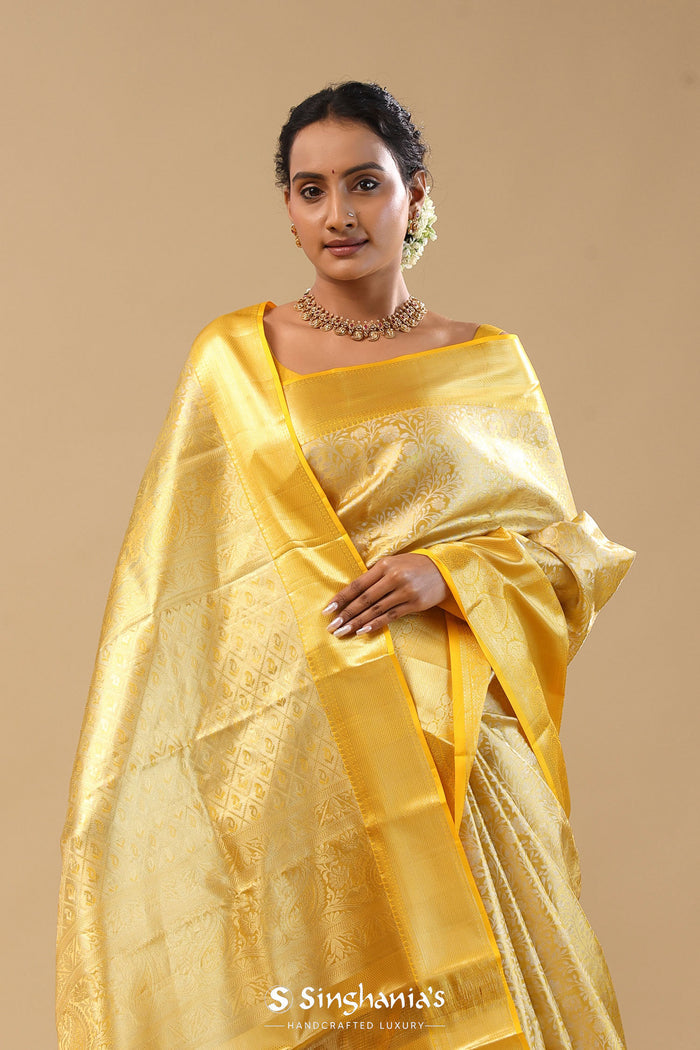 Luxor Gold Kanjivaram Tissue Saree With Jaal