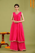 Magenta Georgette Leheriya Printed Palazzo Set