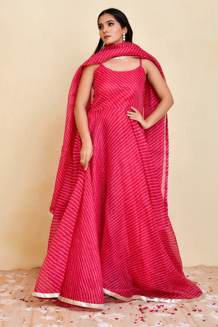 <img> Magenta Pink Kota Duriya Anarkali Set