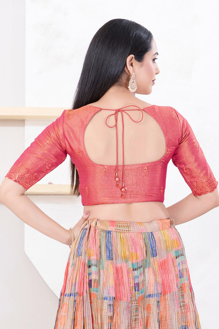 Magenta Shimmer Embroidered Blouse