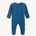 Magnetic Me - Organic Cotton & Modal Waffle Knit Footie - Dark Blue-Footies + Rompers (Basic)-3-6M-Posh Baby