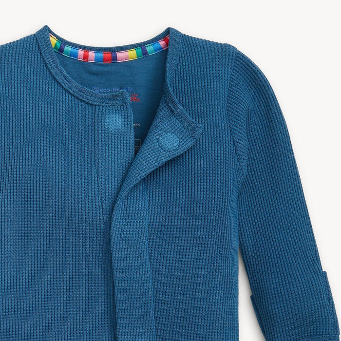 Magnetic Me - Organic Cotton & Modal Waffle Knit Footie - Dark Blue-Footies + Rompers (Basic)-3-6M-Posh Baby
