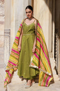 Mahendi Green Dupion Silk Kurta Set