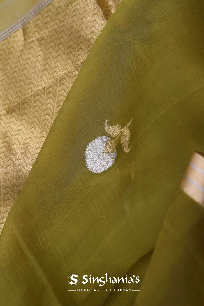 Mahendi Green Organza Banarasi Saree
